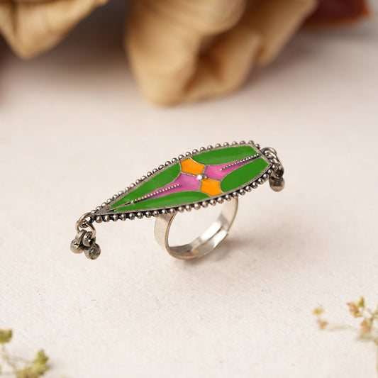 Rangriti- Handpainted Brass Ring (Multicolored)
