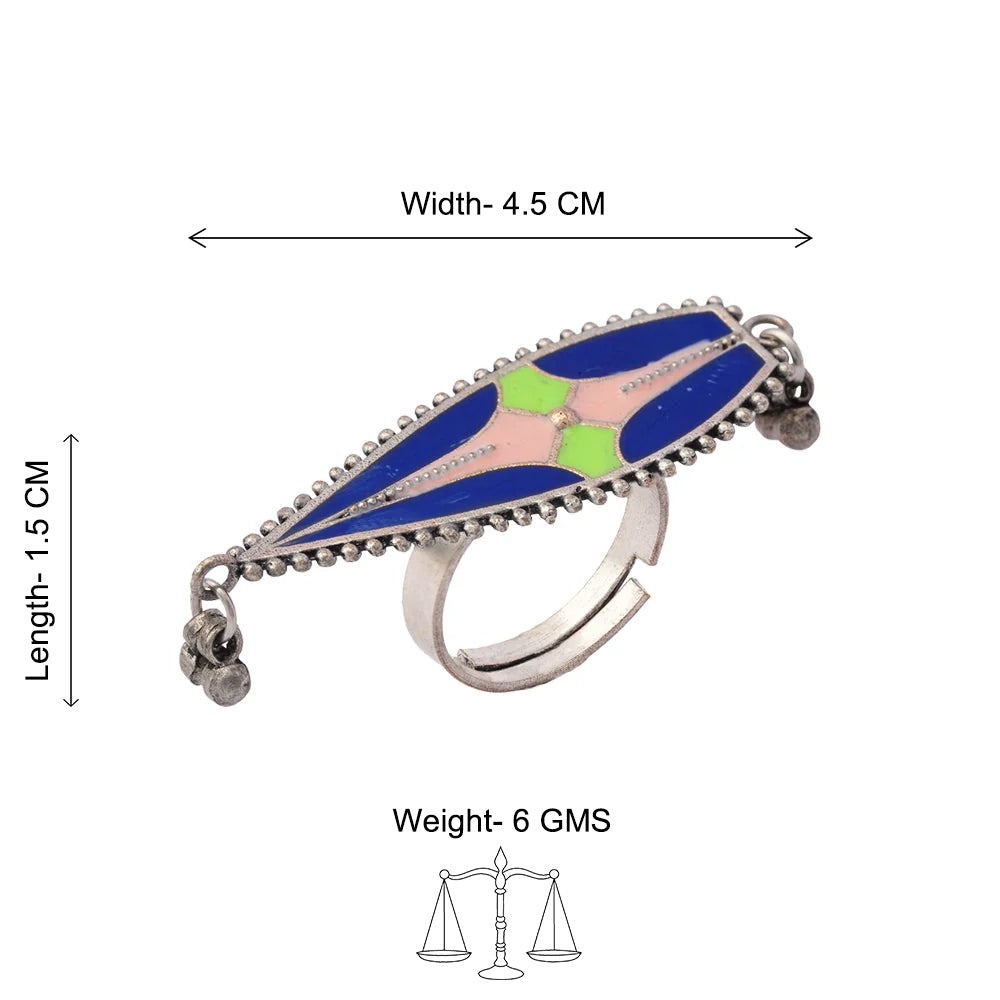 Rangriti- Handpainted Brass Ring (Multicolored)