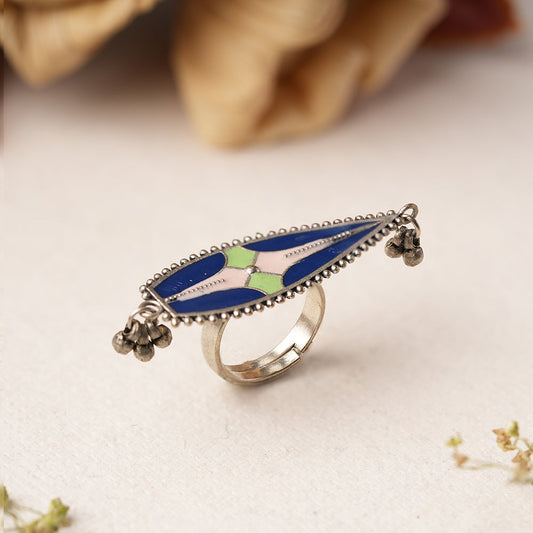Rangriti- Handpainted Brass Ring (Multicolored)