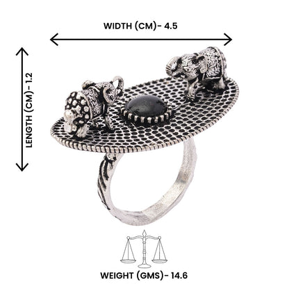 Gajendra- Silver oxidised ring(Black)