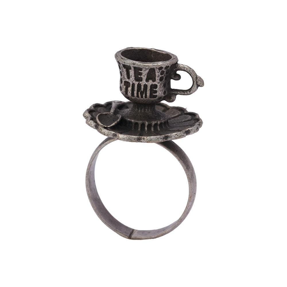 Piyali- Silver oxidised ring