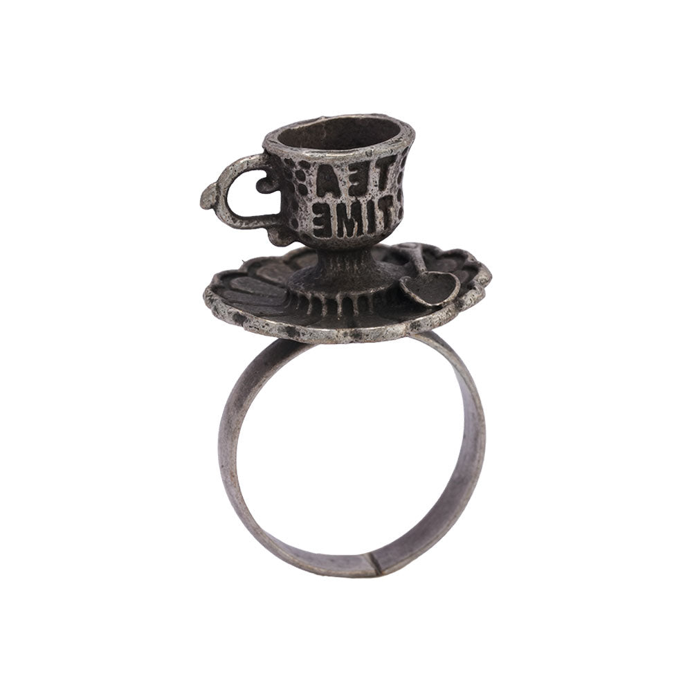 Piyali- Silver oxidised ring