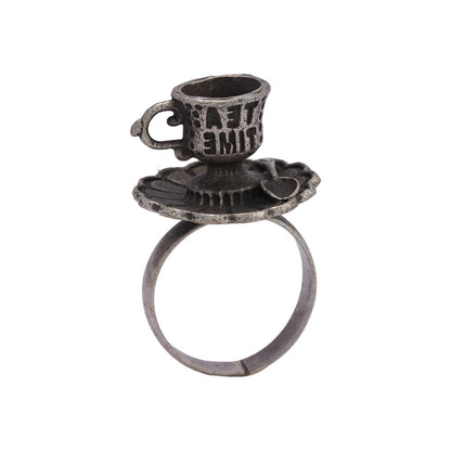 Piyali- Silver oxidised ring