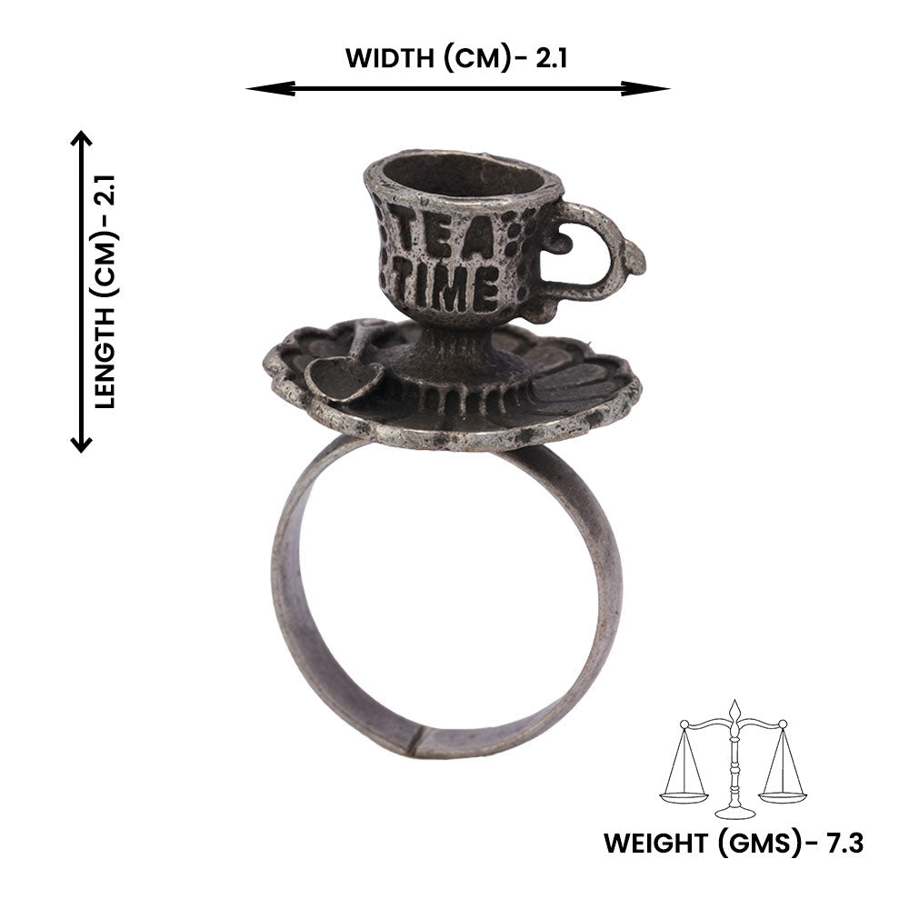 Piyali- Silver oxidised ring