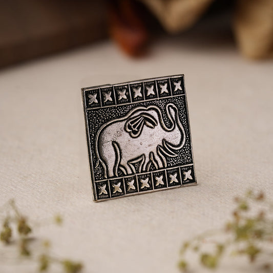 Tejomayi- Silver oxidised ring