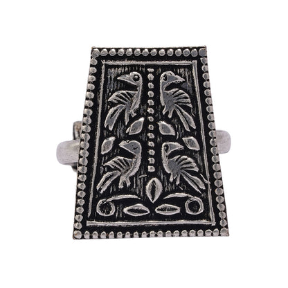 Suvrata- Silver oxidised ring
