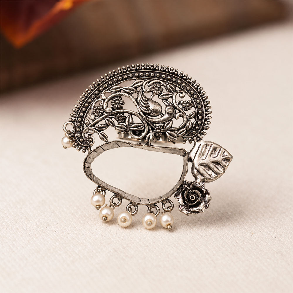 Shobha-Silver oxidised ring