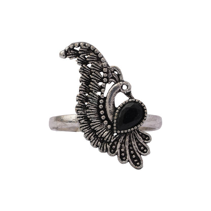 Morprabha-Silver oxidised ring
