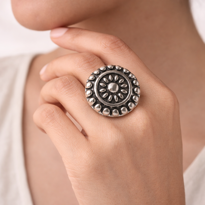 Shilpika- Silver oxidised ring