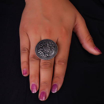 Madhurima-Silver oxidised ring