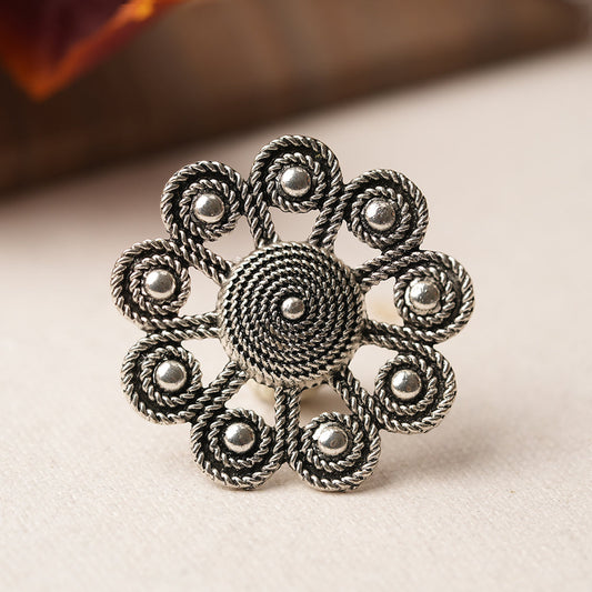 Tarangini- Silver oxidised ring