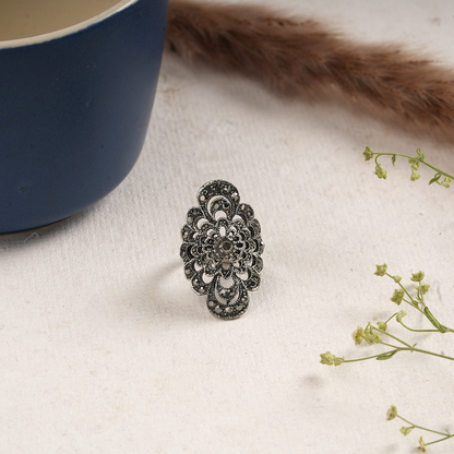 Prithvi- Silver oxidised ring