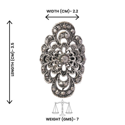 Prithvi- Silver oxidised ring