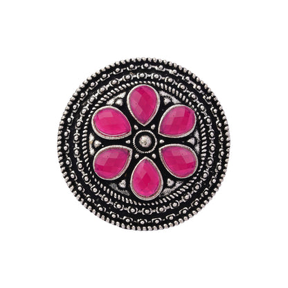 Rashmi- Silver oxidised ring (Red)
