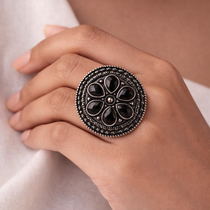 Rashmi- Silver oxidised ring (Black)