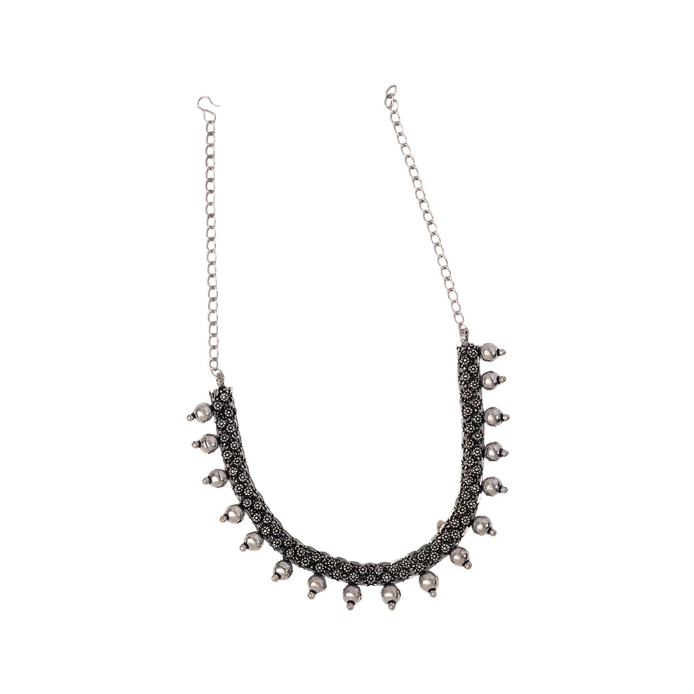 Saanjh- Brass Oxidised Necklace