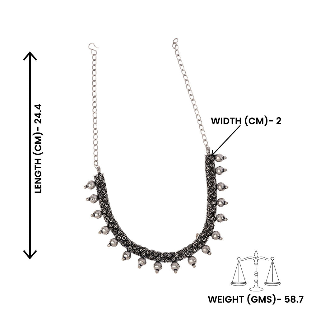 Saanjh- Brass Oxidised Necklace