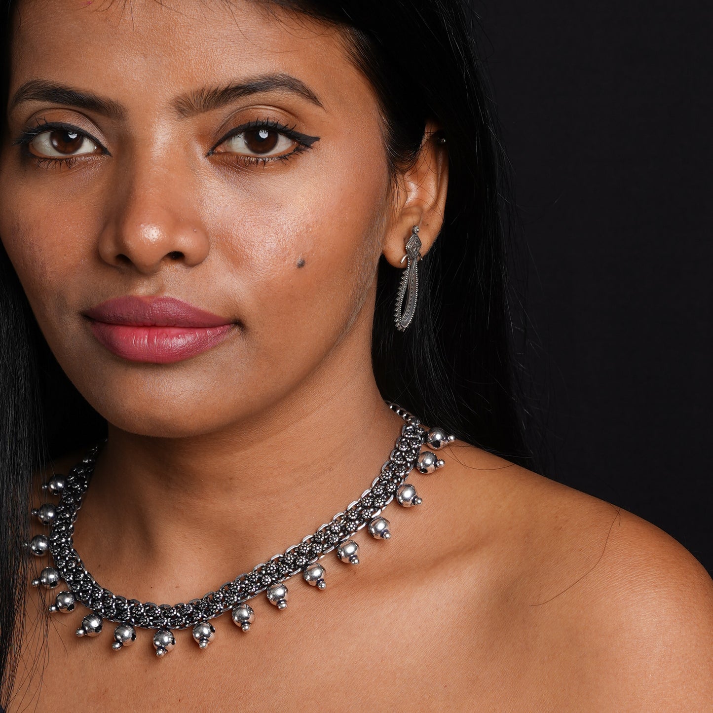 Saanjh- Brass Oxidised Necklace