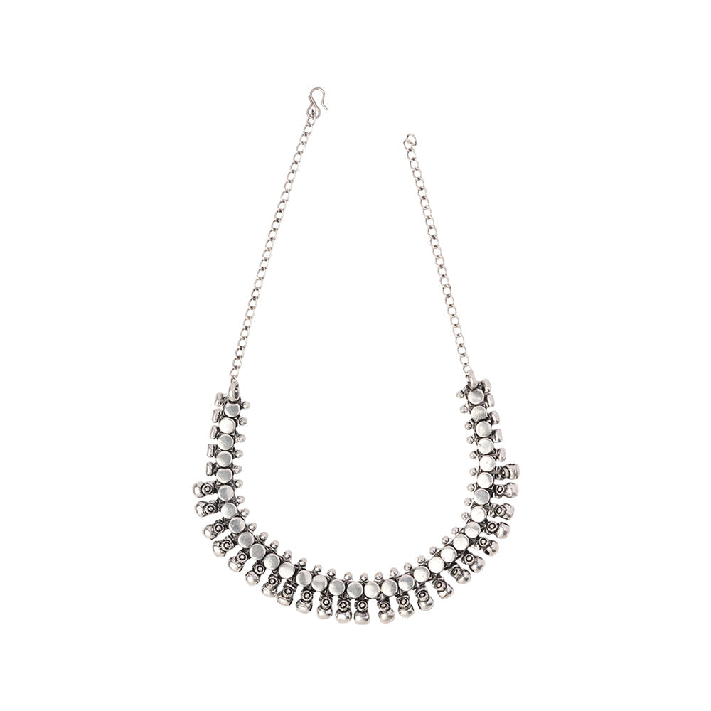 Mrinala-Brass Oxidised Necklace