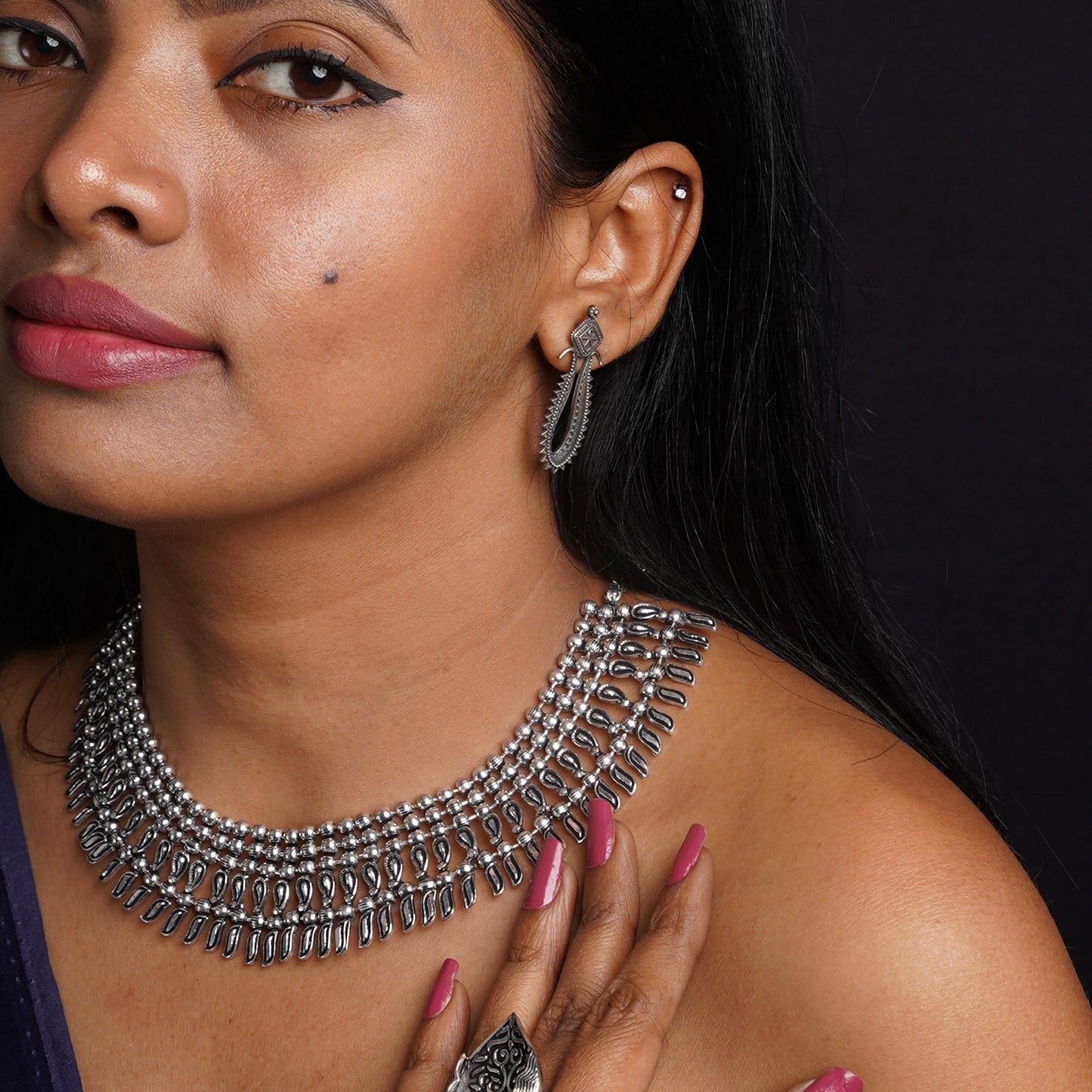 Rajmohini- Brass Oxidised Necklace