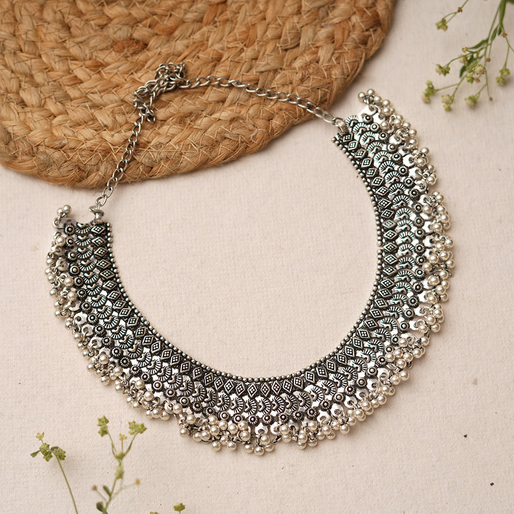 Subhaga- Brass Oxidised Necklace