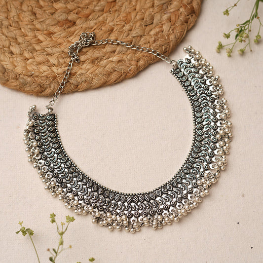 Subhaga- Brass Oxidised Necklace