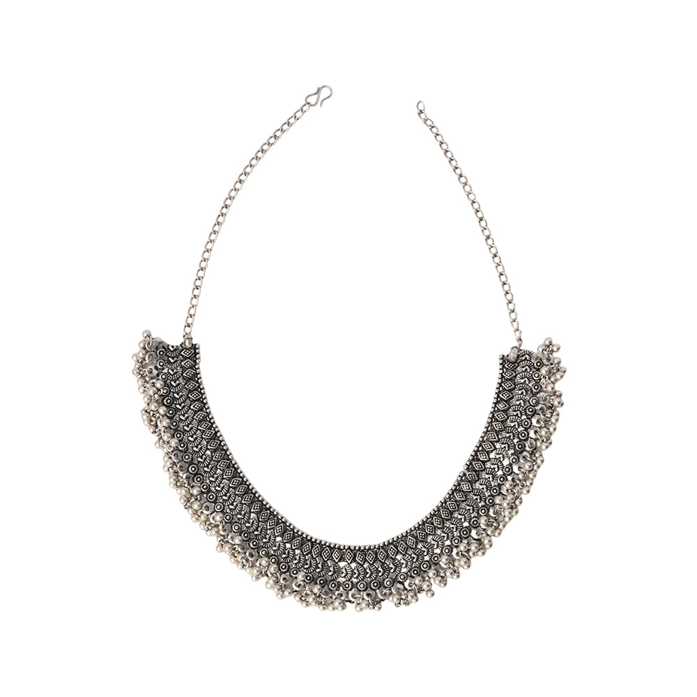 Subhaga- Brass Oxidised Necklace