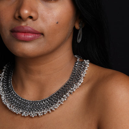 Subhaga- Brass Oxidised Necklace