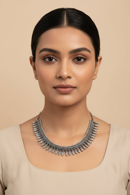 Vanya- Silver toned brass Necklace