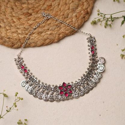 Manimala- Red stone Coin Brass Neckpiece
