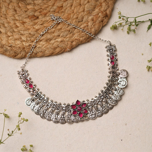 Manimala- Red stone Coin Brass Neckpiece