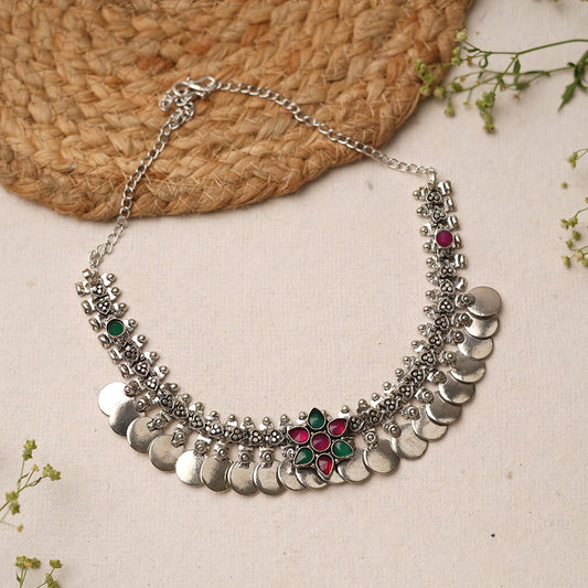 Yashita- Red and Green stone Coin Brass Neckpiece