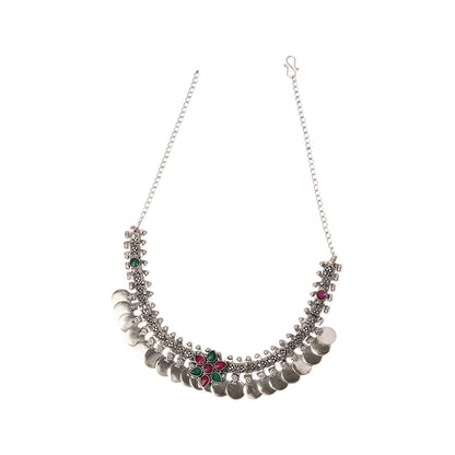 Yashita- Red and Green stone Coin Brass Neckpiece