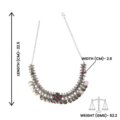 Yashita- Red and Green stone Coin Brass Neckpiece