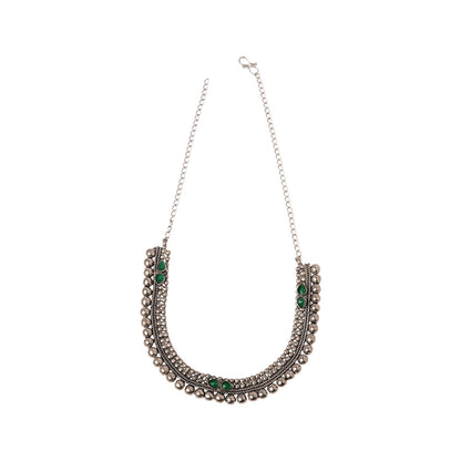 Charita- stone Brass Neckpiece(Green)
