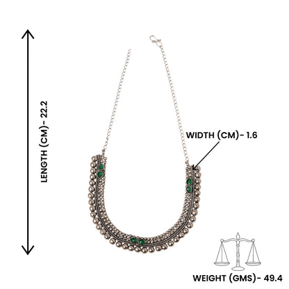 Charita- stone Brass Neckpiece(Green)