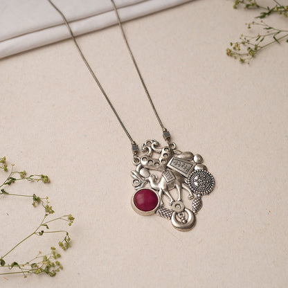 Maitri- Rajasthani Oxidised Neckpiece(Red)