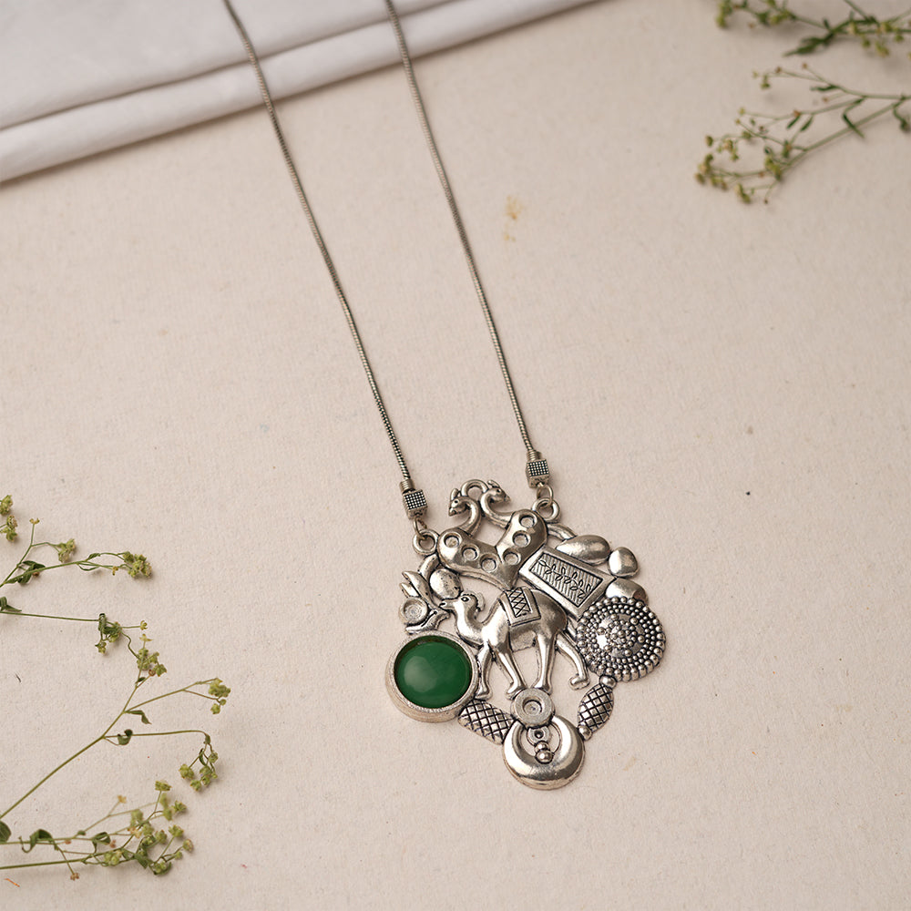 Maitri- Rajasthani Oxidised Neckpiece(Green)