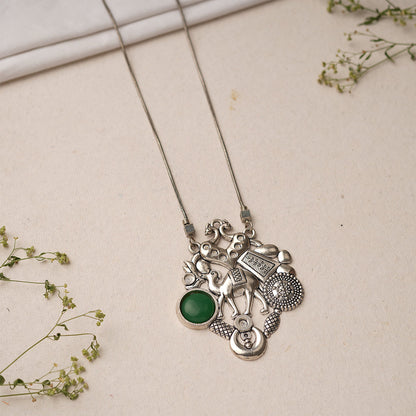 Maitri- Rajasthani Oxidised Neckpiece(Green)