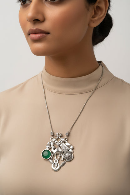 Maitri- Rajasthani Oxidised Neckpiece(Green)