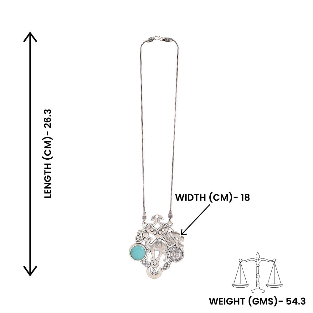 Maitri- Rajasthani Oxidised Neckpiece(Sky Blue)