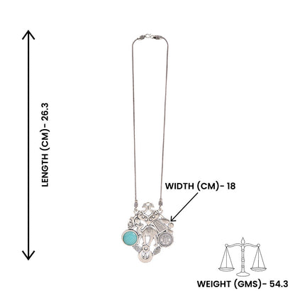 Maitri- Rajasthani Oxidised Neckpiece(Sky Blue)