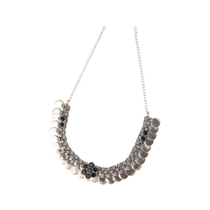 Shivangi- Black stone Brass Coin Neckpiece