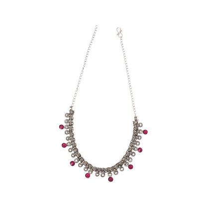 Mridula- Green stone Brass Neckpiece(Red)