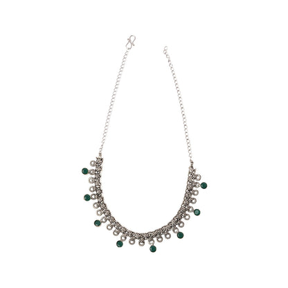 Mridula- Green stone Brass Neckpiece(Green)