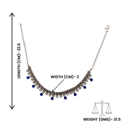 Mridula- Green stone Brass Neckpiece(Blue)