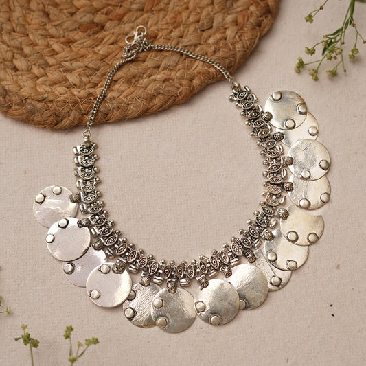 Anandi- Silver Toned Brass Necklace