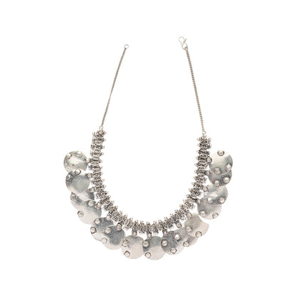 Anandi- Silver Toned Brass Necklace