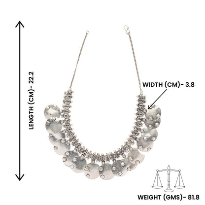 Anandi- Silver Toned Brass Necklace