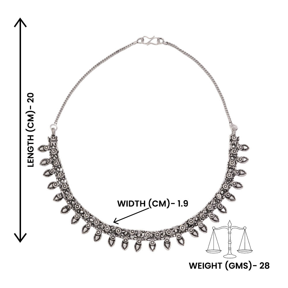 Shilpkala- Silver Brass Oxidised Neckpiece
